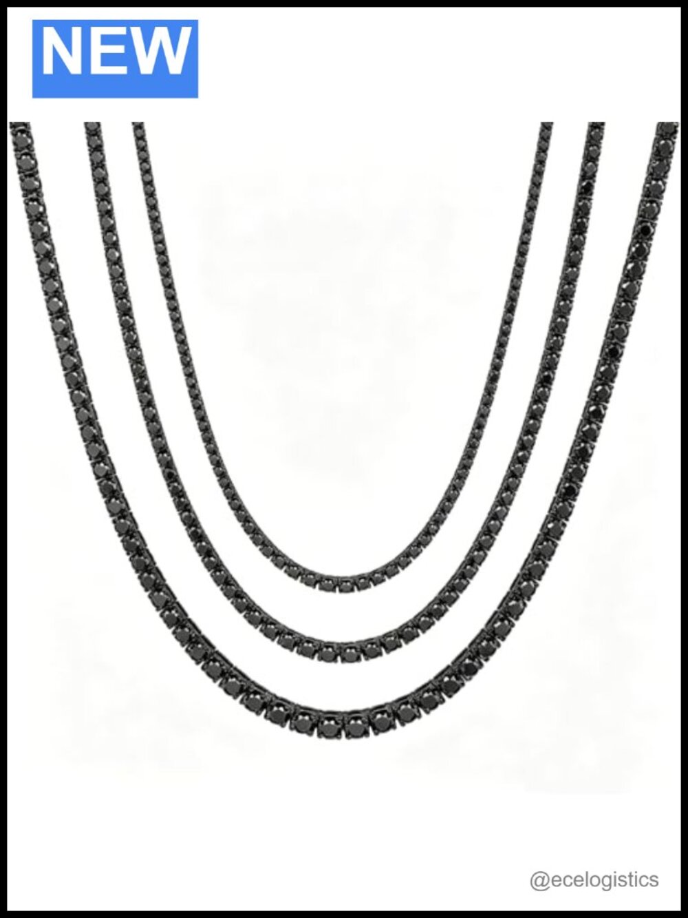 Moissanite Tennis Necklace 316L Stainless Steel With 18k Black Gold Plated Chain